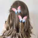 Pearl Butterfly Hair Clips Dainty Butterfly Wings Sparkly Hair Styling Clips Pink & Blue Gradient Metal Barrettes Non-Slip Hairpin for Women Headwear Gifts
