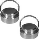 2pcs Stainless Steel Cap Lid Top with Flip Up Carry Handle for Hydro Flask Type Wide Mouth Bottles (Set of 2, Diameter 2.2")