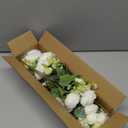 4 Bundles Artificial Peonies Silk Flowers, White Faux Peony Bouquet Florals Arrangements Decor for Farmhouse Home Boho Wedding Table Centerpiece, Fake Plastic Flowers Bulk Vase Decoration (White)