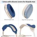 Hard Case for AirPods Max 2 Supports Sleep Mode, Travel Carrying Headphone Case with AirPods Max 2/1 Clear Ear Cups Cover/Silicone Earpad Case/Headband Cover, Protective Portable Storage Bag, Blue