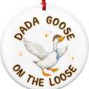 TEEZWONDER Christmas Funny Goose Gifts for Dad from Daughter Son - Ceramic Christmas Ornaments 2025 for Tree Decorations - Father in Law New Dad Gifts for Xmas Decorations, Stocking Stuffers for Men