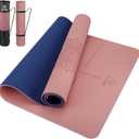 Yoga Mat Non Slip TPE Thick Yoga Mat with Alignment Mark, Large Size 72"L x 32"W x 0.32"Th or 0.24"Th, Anti-Tear Exercise & Fitness Mat for Yoga, Pilates & Floor Workouts (Pink, Thickness-8mm)