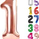 Rose Gold Number 1 Balloon 40 Inch, 1st Birthday Balloon for Baby Boy Girl Toddler First Birthday Decorations, Shiny Rose Gold Party Supplies