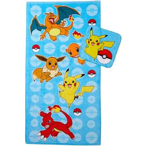 Franco Pokemon Gamer Kids Bath/Pool/Beach Soft Absorbent Cotton Terry Towel with Washcloth 2 Piece Set, 50 in x 25 in, (Officially Licensed Product) (25" x 50", Pokemon 2)