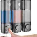 Shampoo and Conditioner Dispenser 3 Chamber No Drill,Shower Soap Pump Dispenser Wall Mounted,Body Wash Dispenser,Shower Gel Shampoo Holder for Bathroom Accessories,Gungrey