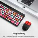 Retro Typewriter Wireless Keyboard with Round Keycaps, 2.4GHz Compact USB Cute Wireless Keyboard and Mouse Combo for Desktop, Laptop and Computer