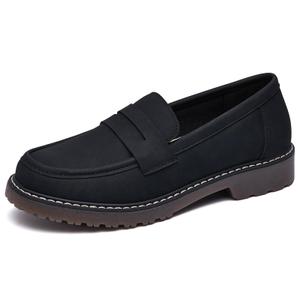 Jucvoeci Penny Loafers for Women Business Casual Shoes Womens Platform Chunky Loafers Comfortable Dressy Slip On Work Shoes Suede Black Size 8
