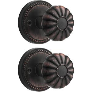 Oil Rubbed Bronze Knobs Passage Door Knobs Interior Door Knob for Hall and Closet,Zinc Alloy 2 Pack