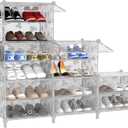UNKU Shoe Rack, 6 Tier Shoe Storage Cabinet 24 Pair Plastic Shoe Shelves Organizer for Closet Bedroom Entryway Translucent, 6x2