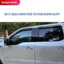 Window Visors Rain Guards for 2017-2026 Ford F250-F550 Super Duty SuperCrew, Out-Channel Window Vent Wind Deflectors Visors Shades for 17-26 F-250 F-350 F-450 F-550 SD Crew Cab, for Full-Size Cabs