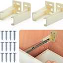 Chunful 2 Pair Rear Drawer Track Socket Back Plates Mounting Brackets Durable Plastic Drawer Track Back Plate Left and Right Close Locker Slides Socket for Repairing Replacing (Milky)