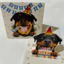 3D Pop-Up Rottweiler Dog Birthday Card - Rottweiler Dog with Cake Celebration, Whimsical Happy Birthday Greeting for Dog Lovers - Rottweiler Dog 3D Birthday Pop Up Cards