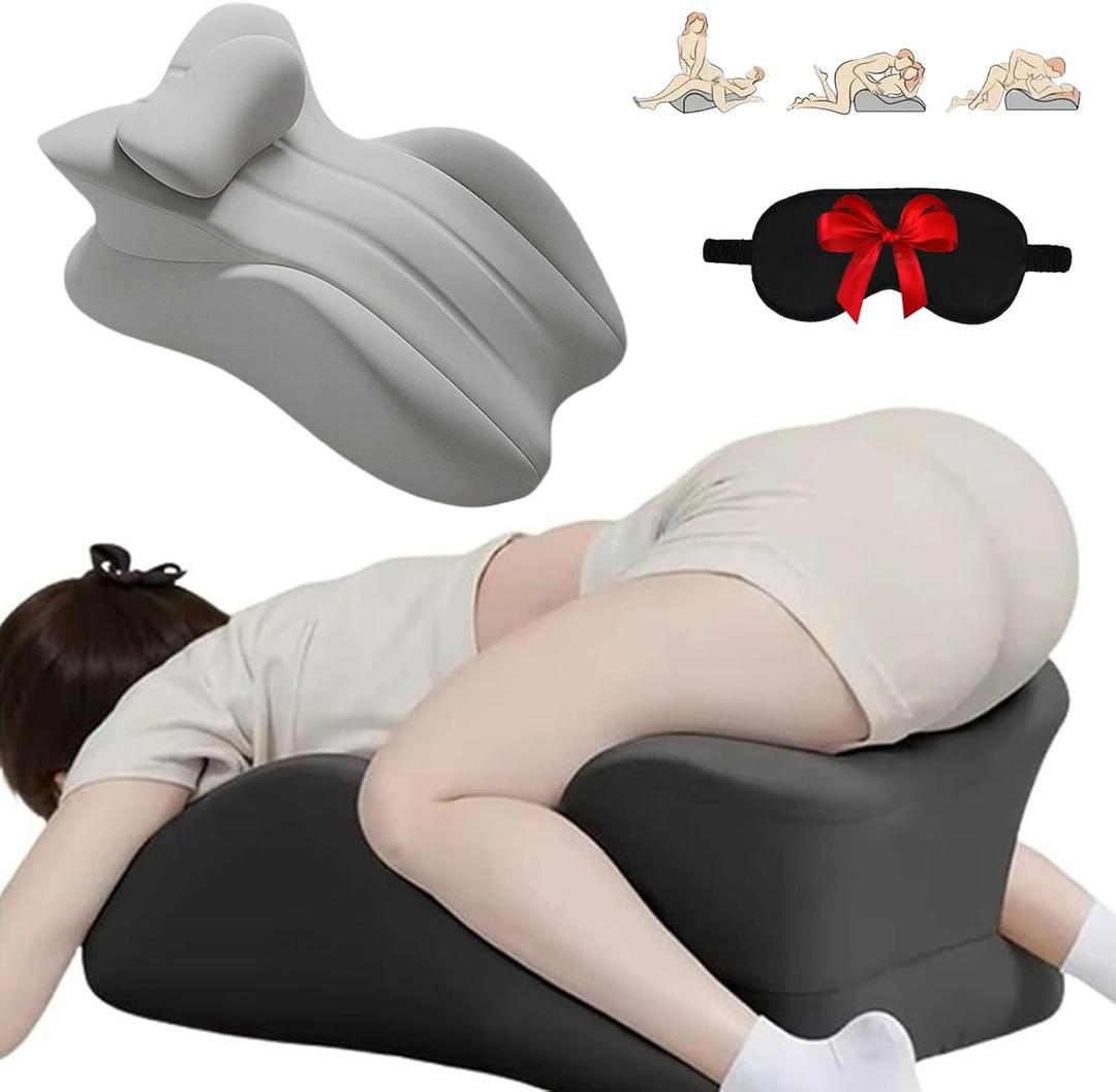 Sweet Spot Pillow, 27 Angle Perfect Position Couples Pillow, Perfect Instant Intimacy Pillows, Wedge Memory Foam Butt Cushion, Provides Waist and Neck Support (Grey)
