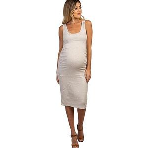 PinkBlush Sleeveless Ribbed Maternity Dress, Large