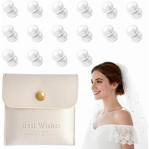 Kehimeho 16 Pairs of DoubleSided Pearl Veil Weights Invisible for Keeping Long Veils in Place, Premium Wedding Accessories for Outdoor Weddings