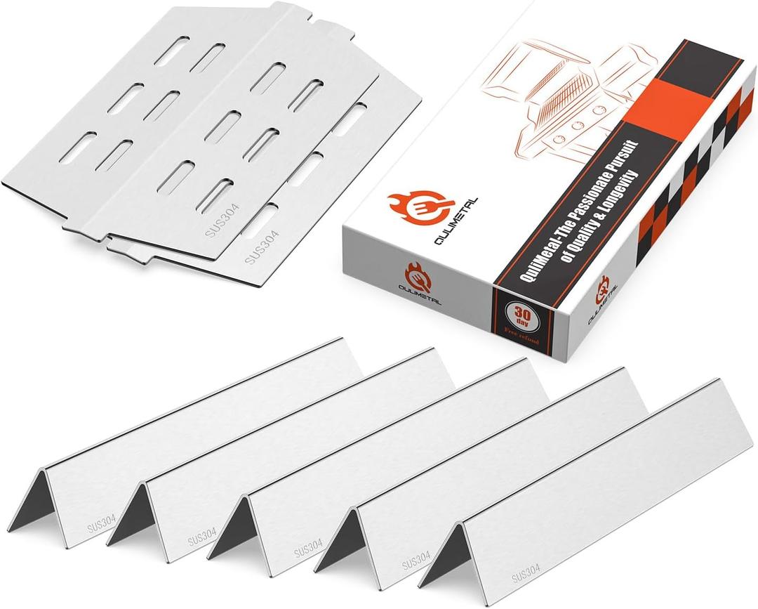 QuliMetal 17.5" SUS304 Flavorizer Bars & Heat Deflectors for Weber Genesis 300 Series Grills, Compatible with Genesis E310 E320 E330 S310 S320 S330 - Replacement Parts for Weber 7620 7621 7622 65055