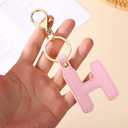 2 x Junyuerly Initial letter Keychains for Women,Pink Blue White Coffee Leather Key Chain Cute Bag Charms Car Key Accessories