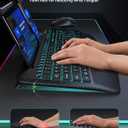Wireless Keyboard and Mouse Backlit, Wrist Rest, LED Mouse, Rechargeable Ergonomic Keyboard with Phone Holder, Silent Light Up Combo for Computer, Mac, PC, Laptop, Chromebook - SABLUTE KM22 Ultra+