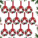 Moucuny 12 Pcs Christmas Small Cabinet Wreaths for Kitchen with Ribbon 8 Inches Mini Christmas Farmhouse Artificial Pine Cone Hanging Wreath for Front Door Window (Red)