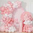 Pink Bow Balloon Arch Kit,130 PCS Coquette Birthday Decorations, Pastel Pink and White Garland Include Light blush Coquette Bow Balloon for Wedding Bridal Baby Shower Girls' Birthday Decoration