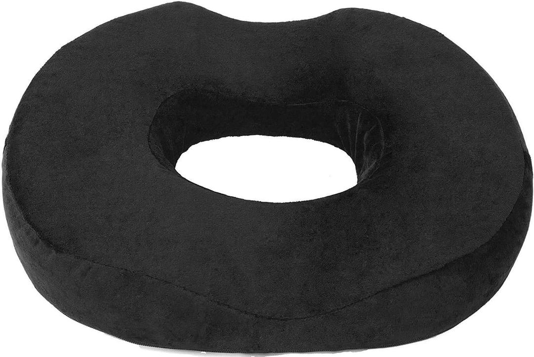 Donut Pillow Seat Cushion Orthopedic Design| Tailbone & Coccyx Memory Foam Pillow | Relieve Pain and Pressure for Hemorrhoid, Pregnancy Post Natal, Surgery, Sciatica (Black)