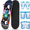 Honoson 7 Pcs Skateboard for Toddlers Beginners Knee Elbow Pads Wrist Guards Gear Set (Age 2-5 Kids 17 x 5'')