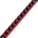 WORKPRO Magnetic Socket Organizer, 3/8-Inch Drive Aluminum Alloy Sockets Rail, Heavy Duty Sockets Holder, Socket Rack Kit 3/8-Inch x 10 Clips (Red)