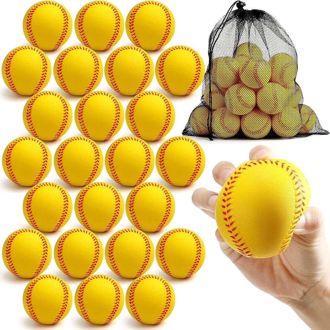 Outus 24 Pcs Foam Training Baseball Sports Soft Foam Baseball Teenager Practice (Yellow)