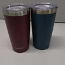 SUNWILL Travel Coffee Mug with Lid, 20 oz Tumbler Set of 2, Insulated Stainless Steel Cup for Drinks， Water, Tea, Powder Coated Forest Green & Plum