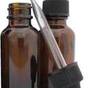 DropperStop 1oz Amber Glass Dropper Bottles (30mL) with Tapered Glass Droppers - Pack of 2