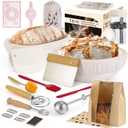 Bread Proofing Basket Set, Round 9" & Oval 10" Sourdough Proofing Basket for Bread Making Tools and Supplies, Sourdough Bread Baking Supplies, Ideal Basket Gift Set for Artisan Bakers