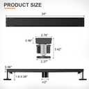 Linear Shower Drain, 24 Inch Matte Black 304 Stainless Steel Shower Drain with Tile Insert Panels, Long Rectangle Shower Floor Drain with Adjustable Feet, Hair Catcher, Fits Bathroom, Balcony