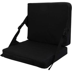 Kimi HouseIndoor & Outdoor Folding Chair Cushion, Foldable Portable Stadium Seat, Chair Cushion for Sports Events, Outing, Travelling Hiking, Fishing (Black)
