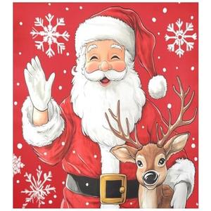 Christmas Santa Claus Reindeer Dishwasher Magnet Cover 23x26 in Refrigerator Magnetic Stickers for Kitchen Home Decoration Fridge Panel Decal Pad