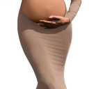 Bhome Maternity Photoshoot Dress Long Sleeve Sexy Cut-Out Backless Maternity Maxi Gown Photography Outfits (Medium, Brown-Upgraded Fabric)