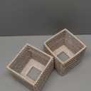 2 Pack Rattan Tissue Box Cover Square, Wicker Tissue Box Holder, Decorative Woven Facial Tissue Holder for Bathroom, Kitchen, Living Room, Bedroom (5.5 x 5.5 x 5.7 inch, Whitewash)