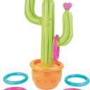 Inflatable Cactus Ring Toss Game with Hearts (Includes 6 Rings and Stands 5 feet Tall) Perfect Valentine's Day Party Game