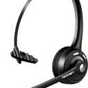 TECKNET Bluetooth Headset, Wireless On Ear Headphones with Noise Cancelling Microphone for Trucker, Hand Free Wireless Headset with Mute Mic for Phone