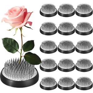 Sliner 16 Pieces Floral Frogs Round Flower Holder Japanese Ikebana Vase Kenzan Flower Arranger Floral Fixed Tools Pin for Arrangement Home DIY Craft(Silver,1.57 Inch)