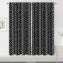 MESHELLY Black and White Curtains 42W x 63H Inch Chevron Curtains Big Arrows Trial Herringbone Geometric Zigzag Monochrome Boho Pattern Rod Pocket Men Living Room Bedroom Window Drapes Fabric 2 Panel
