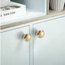 4PCS Solid Brass Drawer Knobs, Polished Chrome Solid Brass Kitchen Cabinet Knobs Modern Minimalist Cabinet Drawer Knob Round Small Mini Drawers Kitchen Cabinets Knob (Gold)