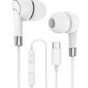 Wired Earbuds USB C iPhone 17 17e Headphones Type C Ear Buds with Cord for Apple 17 Pro Max Air 16e 16Pro 16Plus 15Pro 15 Plus USB-C EarPods Earphones In-Ear with Mic for Galaxy S26 Ultra S25 Edge S24m White