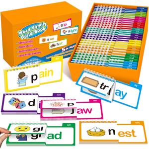 Phonics Flash Cards Word Family Build Book,Learn to Read 30 Read and Rhyme Flip Books,Sight Words Flash Cards Kindergarten Phonics Flip Books for Kids Classroom Homeschool Preschool Learning Activity