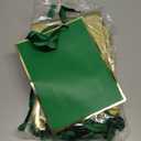 Yeaqee 24 Pack Metallic Paper Gift Bags with Handle and Tissue 9x7x3.1 Welcome Gift Thank You Bags for Wedding Father's Day Bridal Shower Groomsmen Birthday Party(Green Gold)