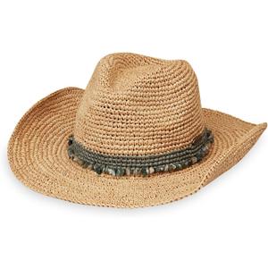 Wallaroo Hat Company Womens Tahiti Cowboy  Raffia Straw Sun Hat, Wide Brim, Western Style, Adjustable, Natural Fiber (Medium, Sage)