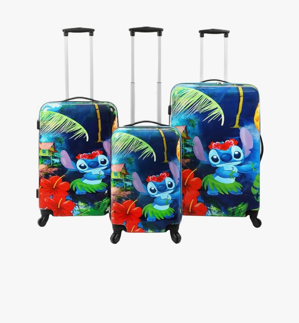 Bioworld Lilo and Stitch 3-Piece Luggage Set - 20", 24", and 28" Rolling Suitcases