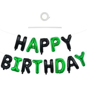 TONIFUL Happy Birthday Balloons Banner 16 Inch Mylar Foil Letters Birthday Sign Reusable for Girls Boys Kids & Adults Birthday Party Decorations Supplies（Black Green）