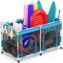 Pool Float Storage Organizer - 288 Gallon Large Capacity Pool Toy Storage Bin for Noodles, Goggles, Floats & Balls - Outdoor Pool Toy Holder with Mesh Rolling Cart for Swimming Equipments