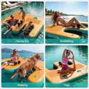 Inflatable Floating Dock, 10x7.2FT/6x5FT Portable Inflatable Platform, fit 2-8 People, with Mesh Swim Area, Air Pump, Repair Kit Carry Bag, for Swimming, Lake, Pool, Beach