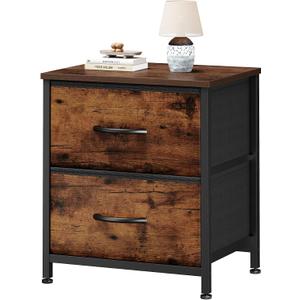 Sweetcrispy Nightstand with 2 Storage Drawers, 20" Height Small Bed Side Furniture End Table, Wooden Top Fabric Cabinet Kids Night Stand Mini Dresser for Bedroom, Closet, Entryway, Dorm